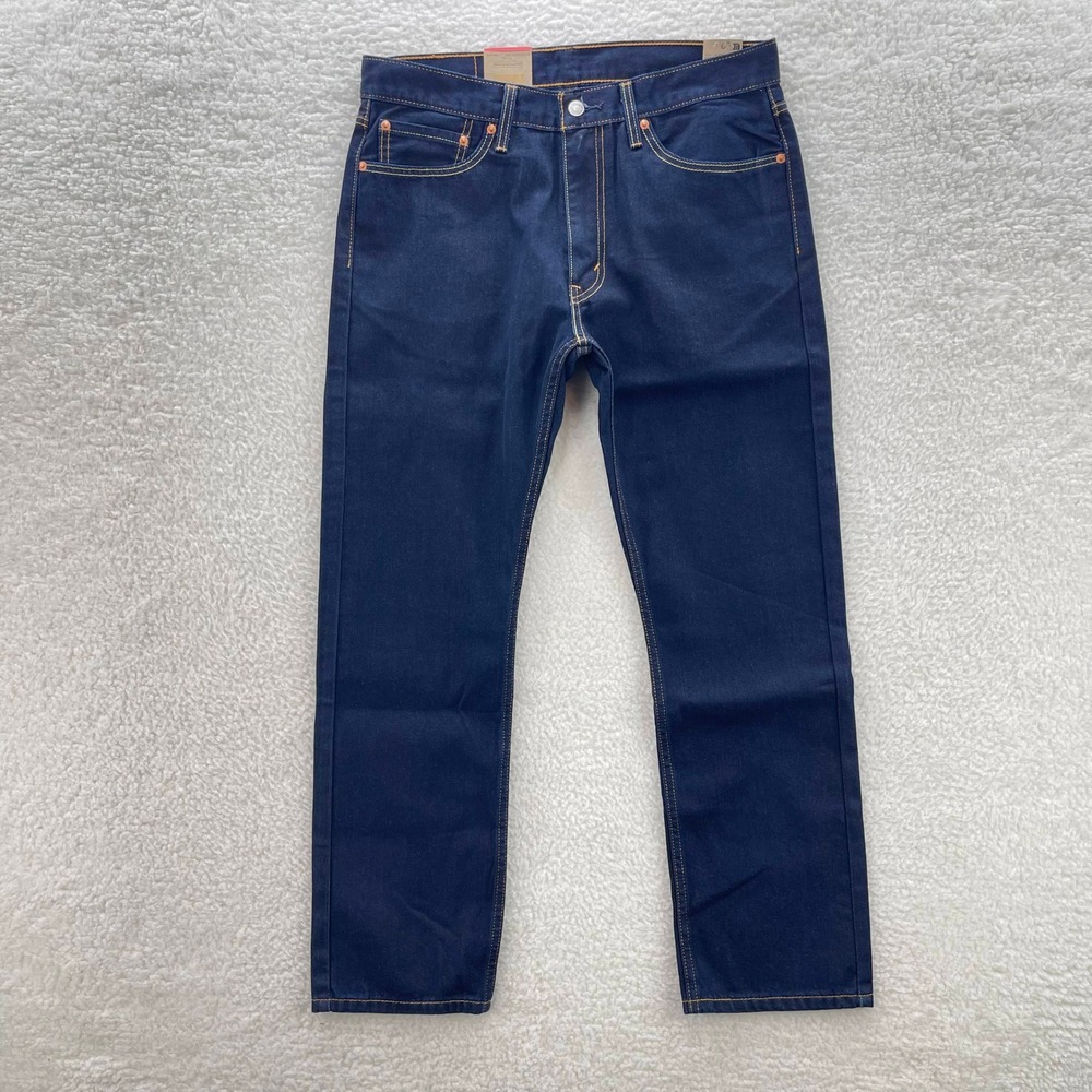 Levis 513 Jeans Mens 34x30 Blue Indigo Slim Straight Dark Wash Stretch Denim NEW